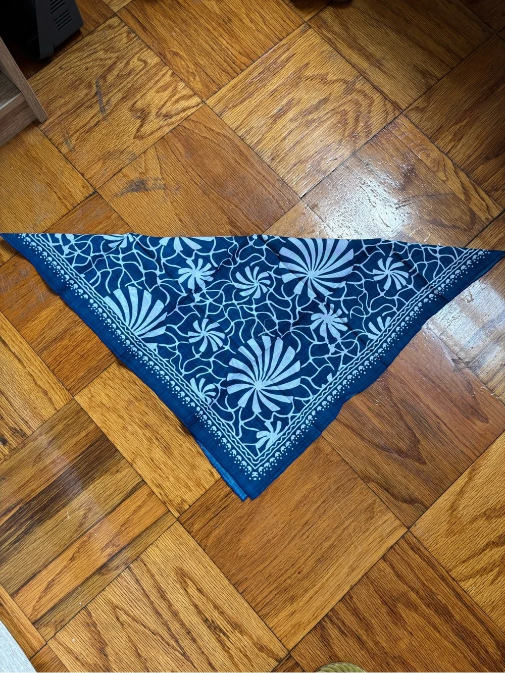 Navy Blue Floral Bandana Scarf